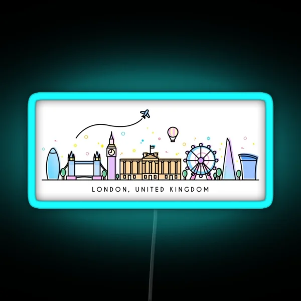 London Skyline United Kingdom Great Britain RGB Neon Sign
