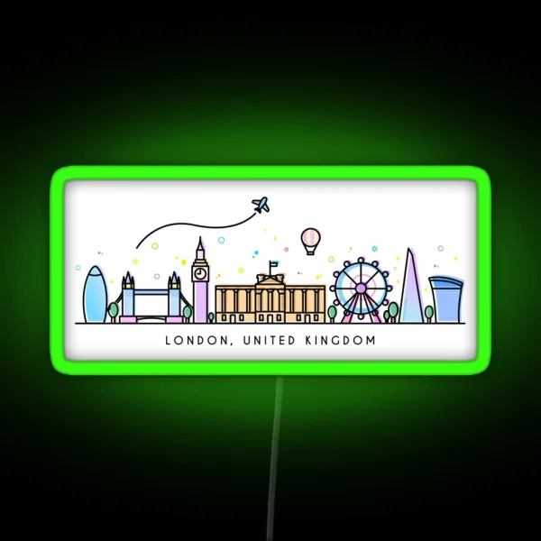 London Skyline United Kingdom Great Britain RGB Neon Sign