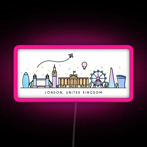 London Skyline United Kingdom Great Britain RGB Neon Sign