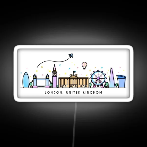 London Skyline United Kingdom Great Britain RGB Neon Sign