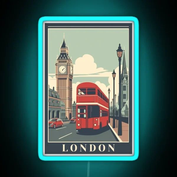 London UK Vintage Poster RGB Neon Sign