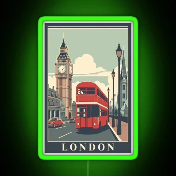 London UK Vintage Poster RGB Neon Sign