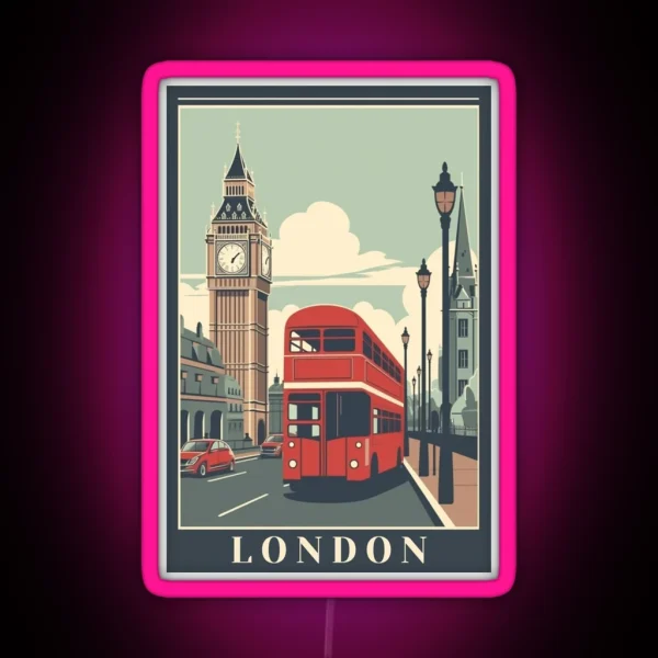 London UK Vintage Poster RGB Neon Sign