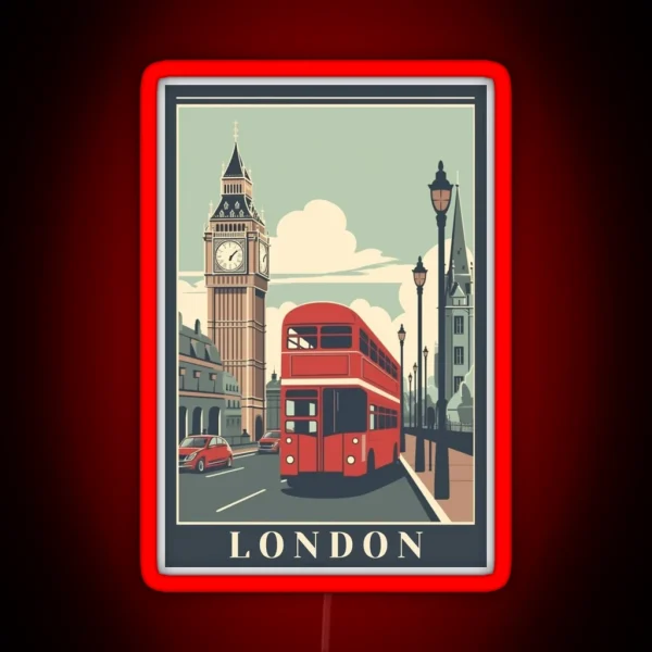London UK Vintage Poster RGB Neon Sign