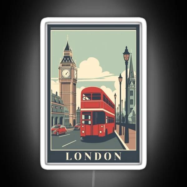 London UK Vintage Poster RGB Neon Sign