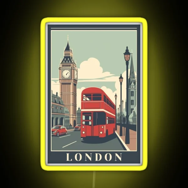 London UK Vintage Poster RGB Neon Sign