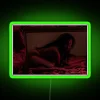 Neon horror decor sign with long exposure colorful artistic effect