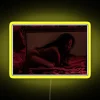 Vibrant long exposure horror neon sign with vibrant RGB lighting