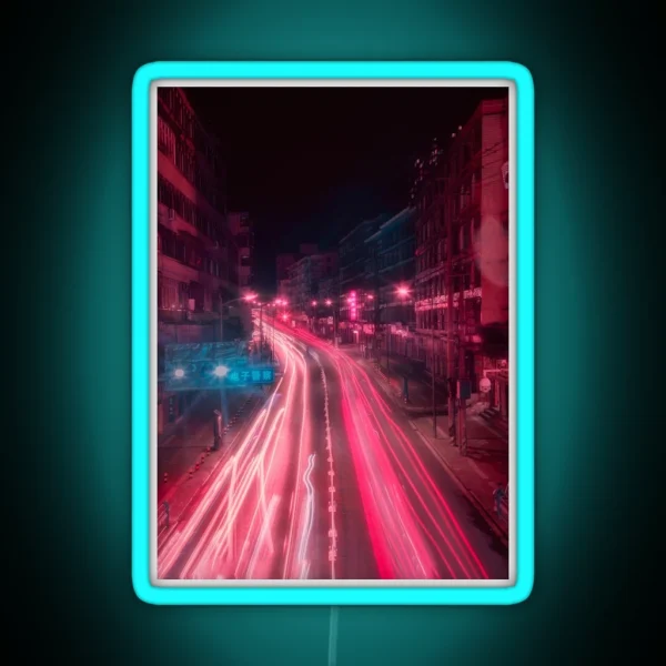 Long Exposure Long Road RGB Neon Sign