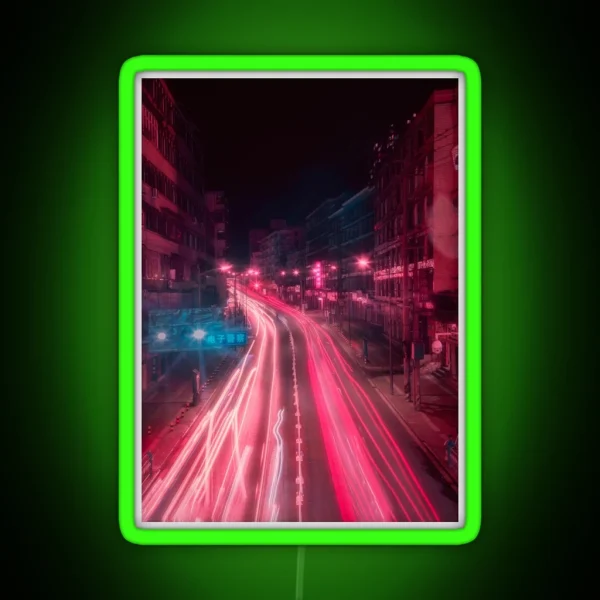 Long Exposure Long Road RGB Neon Sign