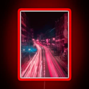 Long Exposure Long Road RGB Neon Sign