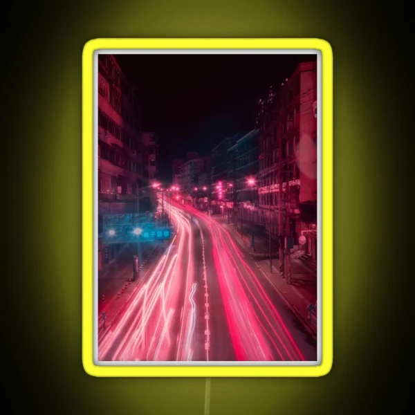 Long Exposure Long Road RGB Neon Sign