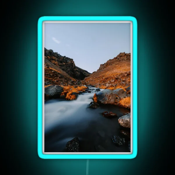 Long Exposure Of Glacier Waterfall RGB Neon Sign
