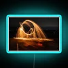 Long Exposure Photography on Concrete RGB Neon Wall Sign Artwork