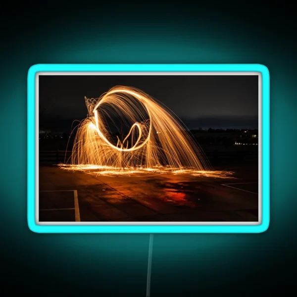 Long Exposure Photography On Concrete RGB Neon Sign