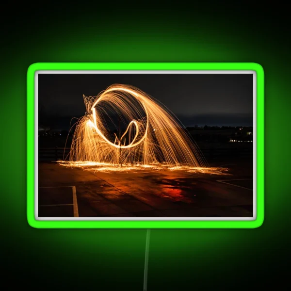 Long Exposure Photography On Concrete RGB Neon Sign