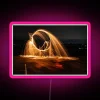 Vibrant long exposure photography concrete canvas with dynamic RGB neon display