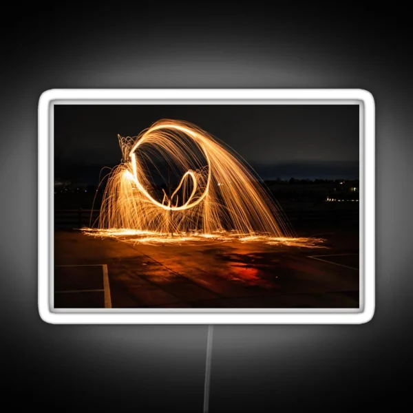 Long Exposure Photography On Concrete RGB Neon Sign