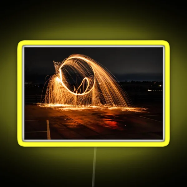 Long Exposure Photography On Concrete RGB Neon Sign