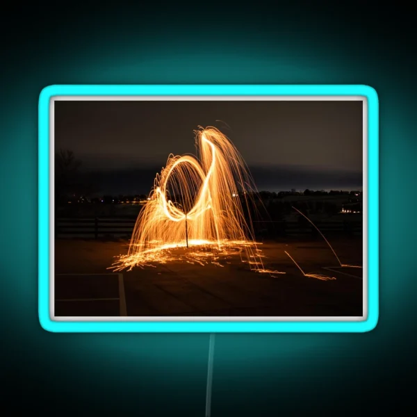 Long Exposure Photography Sparks RGB Neon Sign