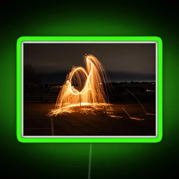 Long Exposure Photography Sparks RGB Neon Sign