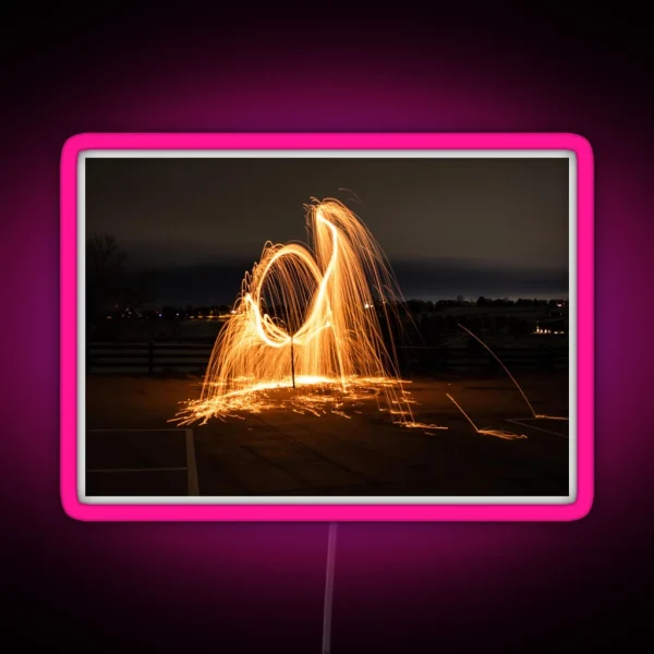 Long Exposure Photography Sparks RGB Neon Sign