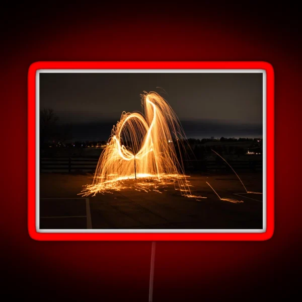 Long Exposure Photography Sparks RGB Neon Sign