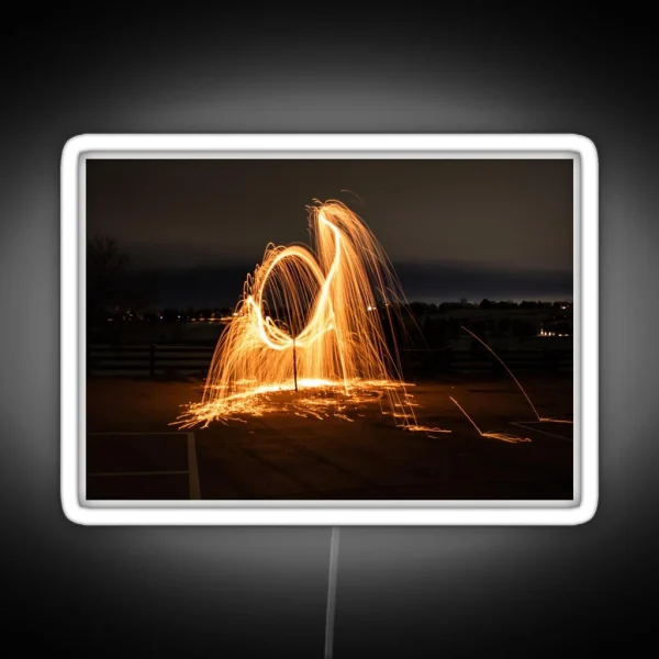 Long Exposure Photography Sparks RGB Neon Sign