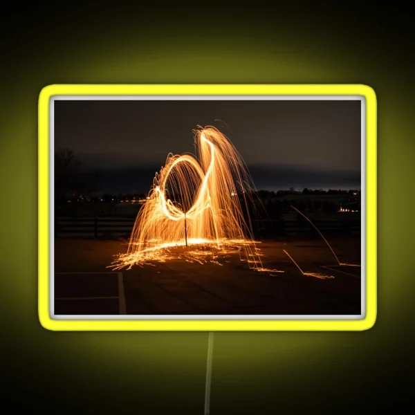 Long Exposure Photography Sparks RGB Neon Sign