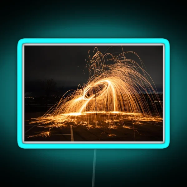 Long Exposure Photography Steel Wool RGB Neon Sign