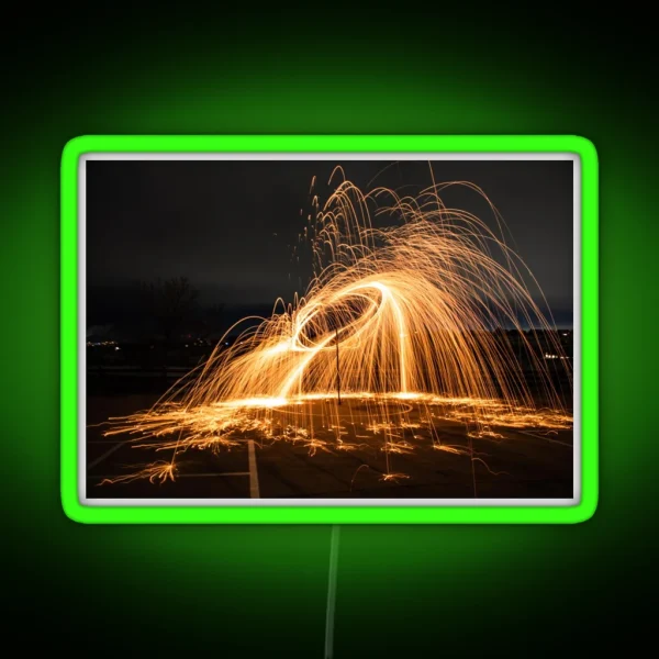 Long Exposure Photography Steel Wool RGB Neon Sign