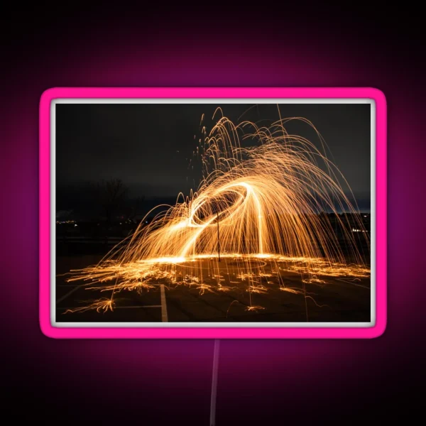 Long Exposure Photography Steel Wool RGB Neon Sign