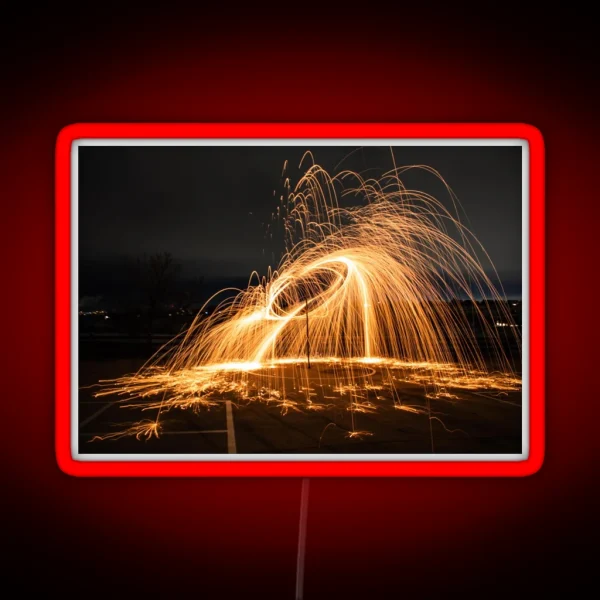 Long Exposure Photography Steel Wool RGB Neon Sign
