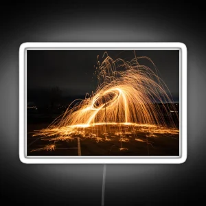 Long Exposure Photography Steel Wool RGB Neon Sign