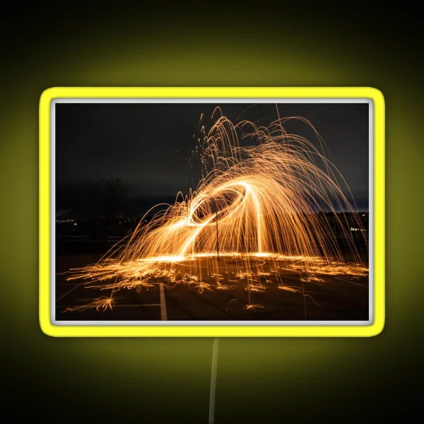 Long Exposure Photography Steel Wool RGB Neon Sign