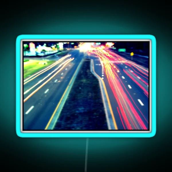Long Exposure Street Scene RGB Neon Sign