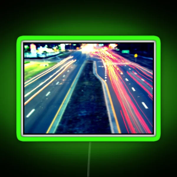 Long Exposure Street Scene RGB Neon Sign