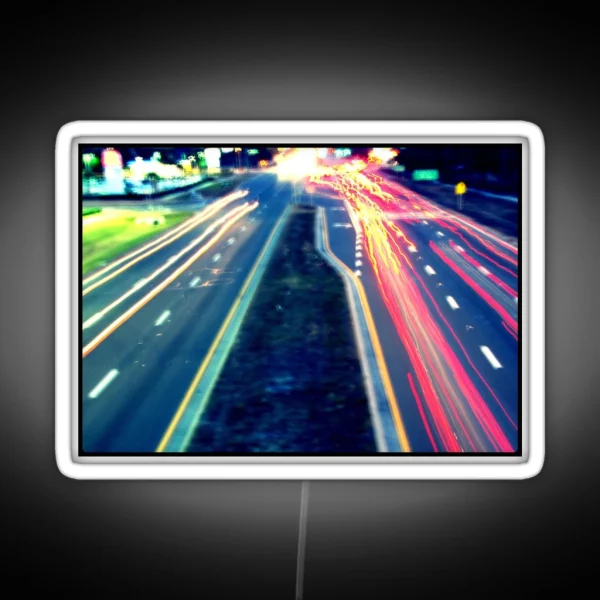 Long Exposure Street Scene RGB Neon Sign