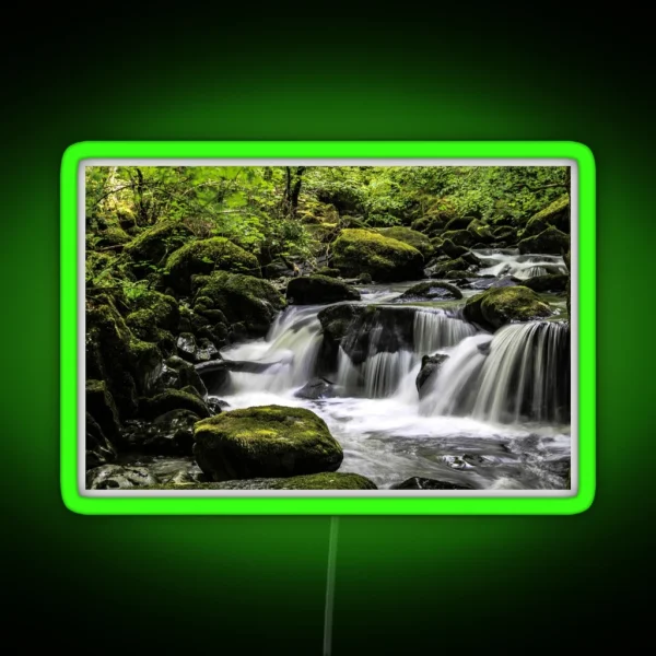 Long Exposure Waterfall Torrent Walk RGB Neon Sign