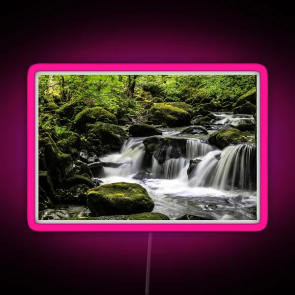 Long Exposure Waterfall Torrent Walk RGB Neon Sign