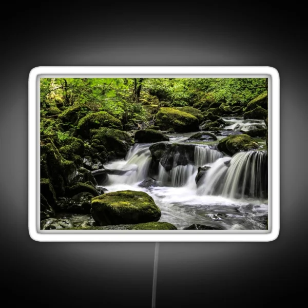 Long Exposure Waterfall Torrent Walk RGB Neon Sign