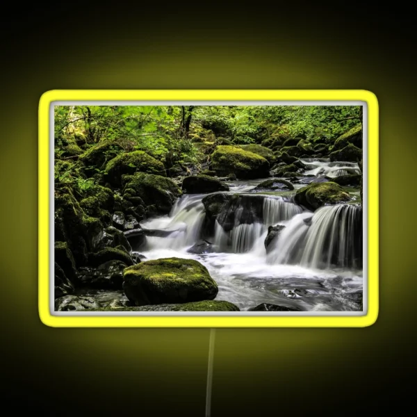 Long Exposure Waterfall Torrent Walk RGB Neon Sign