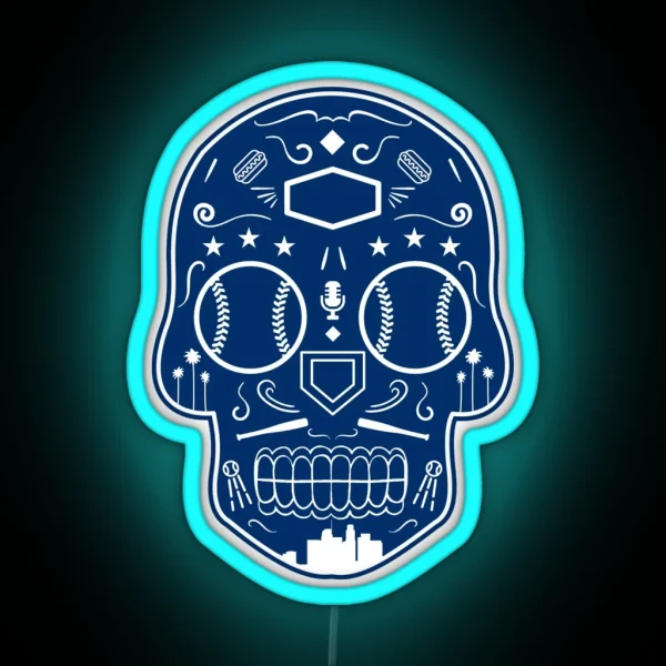 Los Angeles Baseball Sugar Skull RGB Neon Sign