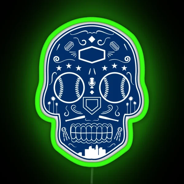 Los Angeles Baseball Sugar Skull RGB Neon Sign