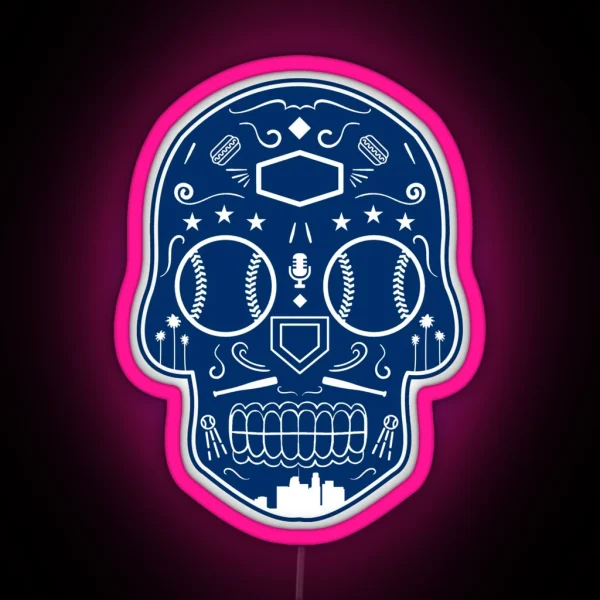Los Angeles Baseball Sugar Skull RGB Neon Sign