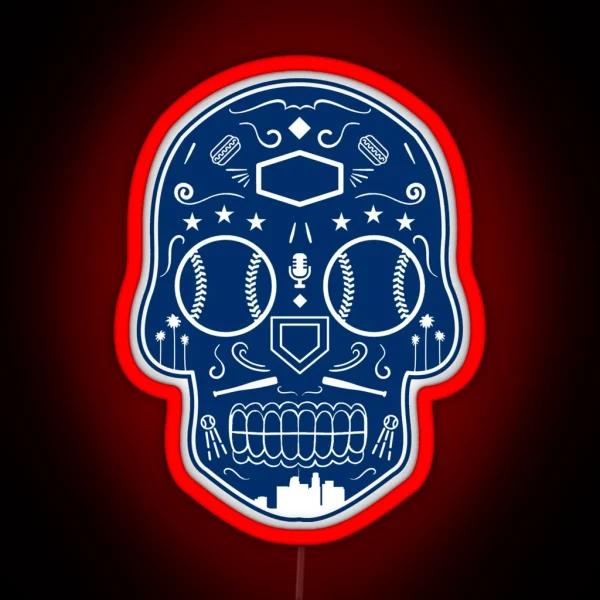 Los Angeles Baseball Sugar Skull RGB Neon Sign