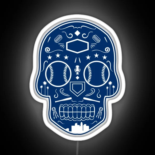 Los Angeles Baseball Sugar Skull RGB Neon Sign
