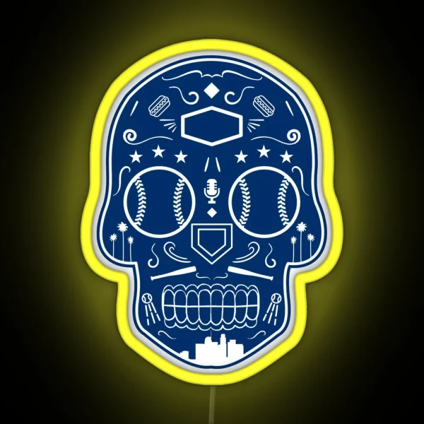 Los Angeles Baseball Sugar Skull RGB Neon Sign
