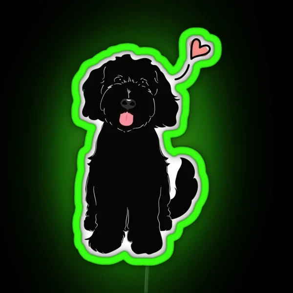 LOVE Black Goldendoodle Dog RGB Neon Sign