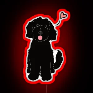 LOVE Black Goldendoodle Dog RGB Neon Sign